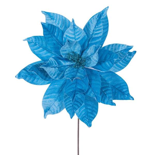 21.5" Artificial Turquoise Poinsettia 18" Flower (2 Pack)