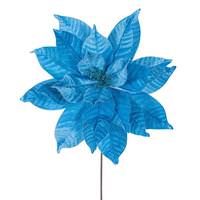 Vickerman 21.5" Artificial Turquoise Poinsettia 18" Flower (2 Pack)