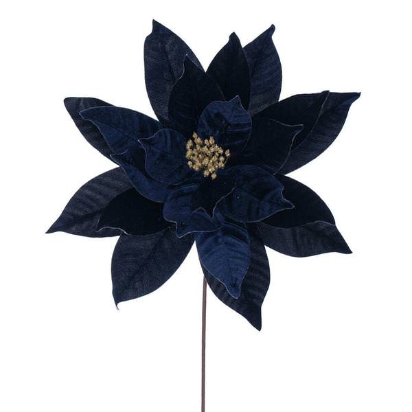 21.5" Artificial Midnight Blue Poinsettia 18" Flower (2 Pack)