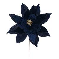Vickerman 21.5" Artificial Midnight Blue Poinsettia 18" Flower (2 Pack)