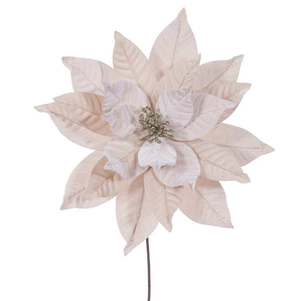 21.5" Artificial Rose Gold Poinsettia 18" Flower (2 Pack)