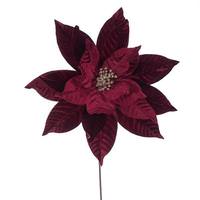 Vickerman 21.5" Artificial Burgundy Poinsettia 18" Flower (2 Pack)