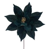 Vickerman 21.5" Midnight Green Poinsettia 18" Flower (2 Pack)