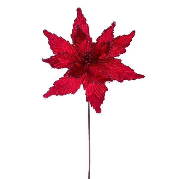 21.5" Red Poinsettia 12" Flower (6 Pack)