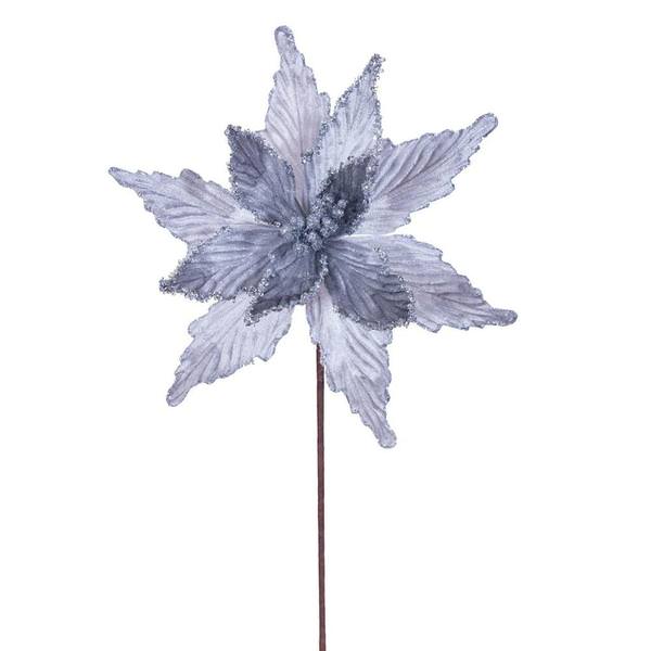 21.5" Silver Poinsettia 12" Flower (6 Pack)