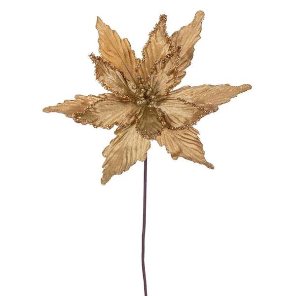 21.5" Gold Poinsettia 12" Flower (6 Pack)