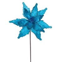Vickerman 21.5" Turquoise Poinsettia 12" Flower (6 Pack)