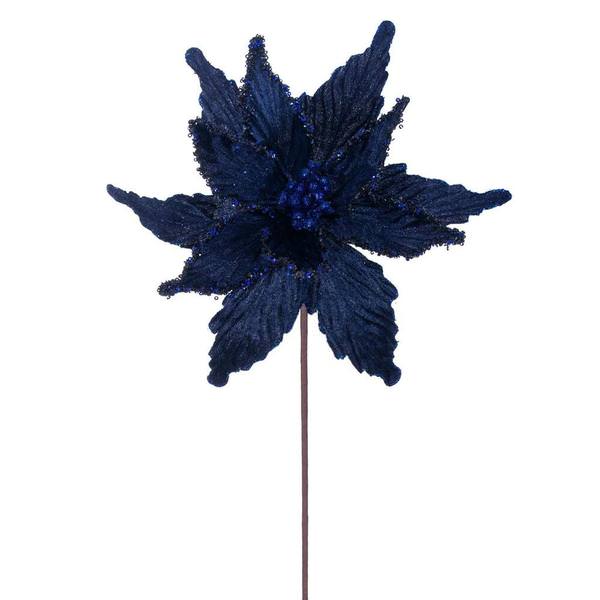 21.5" Midnight Blue Poinsettia 12" Flower (6 Pack)