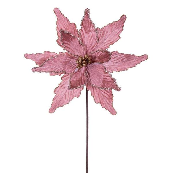 21.5" Rose Gold Poinsettia 12" Flower (6 Pack)