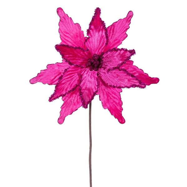 21.5" Hot Pink Poinsettia 12" Flower (6 Pack)