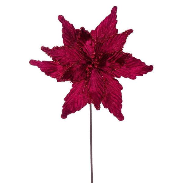21.5" Burgundy Poinsettia 12" Flower (6 Pack)