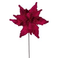 View 21.5" Burgundy Poinsettia 12" Flower (6 Pack)
