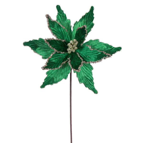 21.5" Midnight Green Poinsettia 12" Flower (6 Pack)