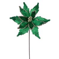 Vickerman 21.5" Midnight Green Poinsettia 12" Flower (6 Pack)
