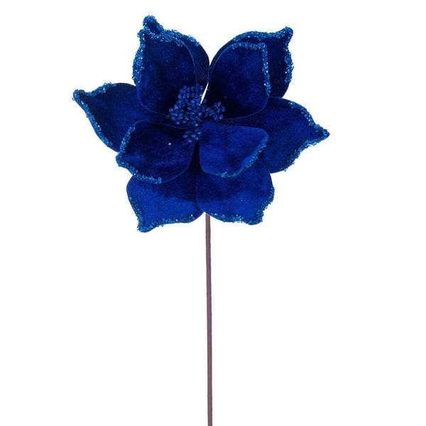 21.5" Blue Poinsettia 10" Flower (6 Pack)