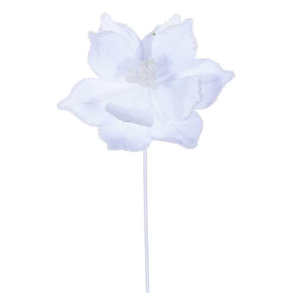21.5" White Poinsettia 10" Flower (6 Pack)