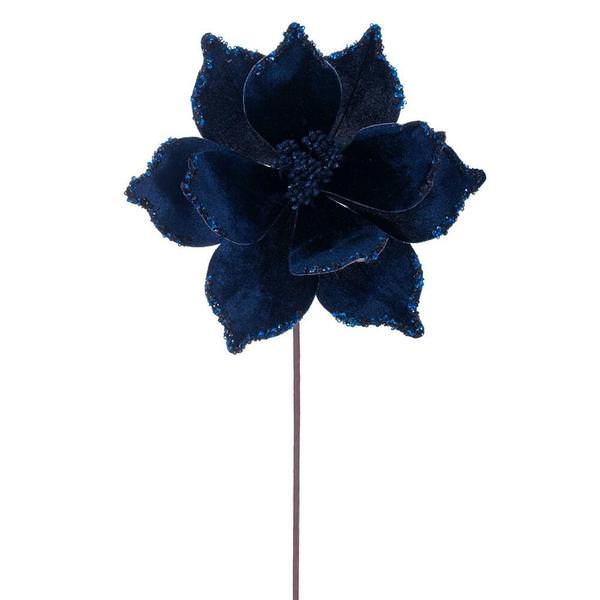 21.5" Midnight Blue Poinsettia 10" Flower (6 Pack)