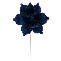 Vickerman 21.5" Midnight Blue Poinsettia 10" Flower (6 Pack)
