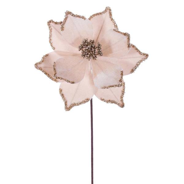 21.5" Champagne Poinsettia 10" Flower (6 Pack)