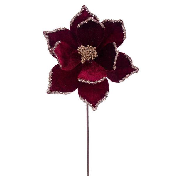 21.5" Burgundy Poinsettia 10" Flower (6 Pack)