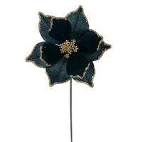 Vickerman 21.5" Midnight Green Poinsettia 10" Flower (6 Pack)