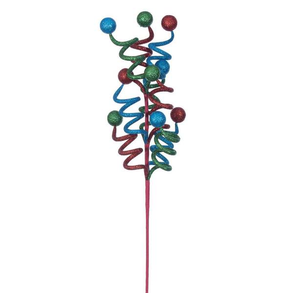 24" Artificial Green / Red / Blue Curly Spray (3 Pack)