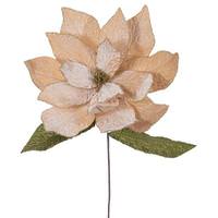 Vickerman 27.5" Gold Poinsettia Stem 24" Flower (2 Pack)