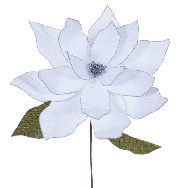 27.5" Milk White Poinsettia Stem 24" Flower (2 Pack)