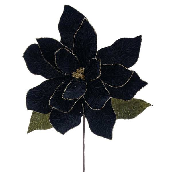 27.5" Black Poinsettia Stem 24" Flower (2 Pack)