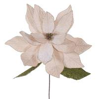 Vickerman 27.5" Champagne Poinsettia Stem 24" Flower (2 Pack)