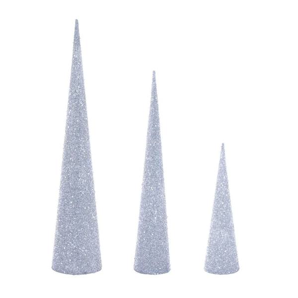 15"/24"/30" Silver Cone Tree (3 Pack)