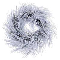 Vickerman 30" Flocked Green Long-Needle Wreath Unlit