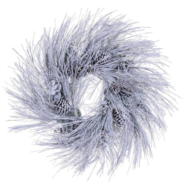 36" Flocked  Long-Needle Wreath Unlit