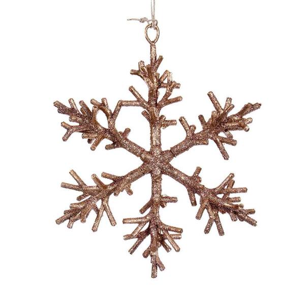 6" Rose Gold Twig Snowflake Ornament (6 Pack)