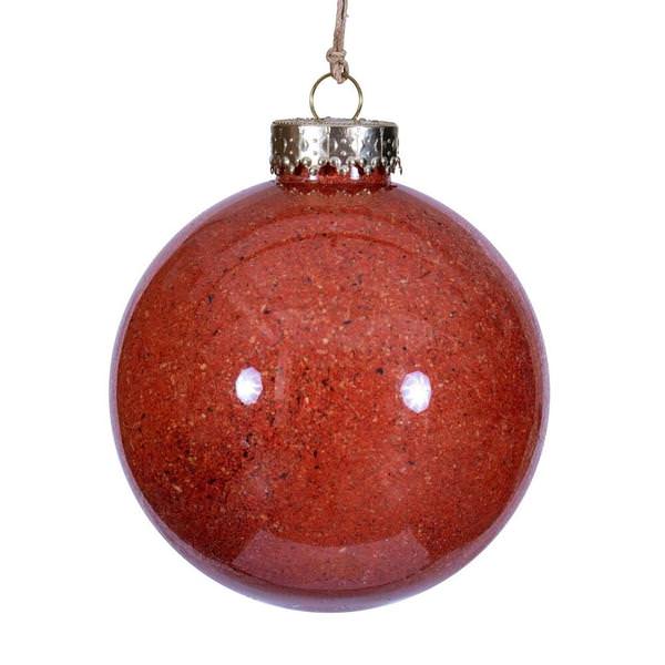 4" Rustic Orange Ball Ornament (3 Pack)