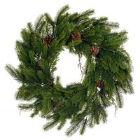 View 24" Holiday Pine Wreath with Cones Wreath Unlit Fir