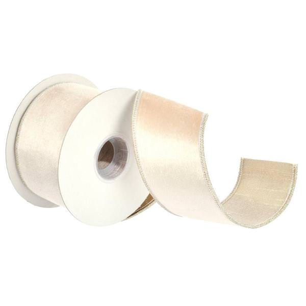 2.5" x 15' Platinum Velvet / Metallic Dupion Double Fused Ribbon