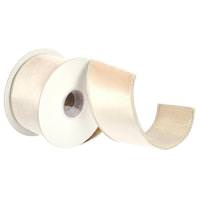 Vickerman 2.5" x 15' Platinum Velvet / Metallic Dupion Double Fused Ribbon