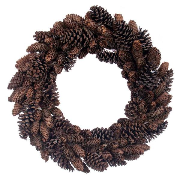 24" Brown Mix Natural Pinecone/Oak Cone Wreath