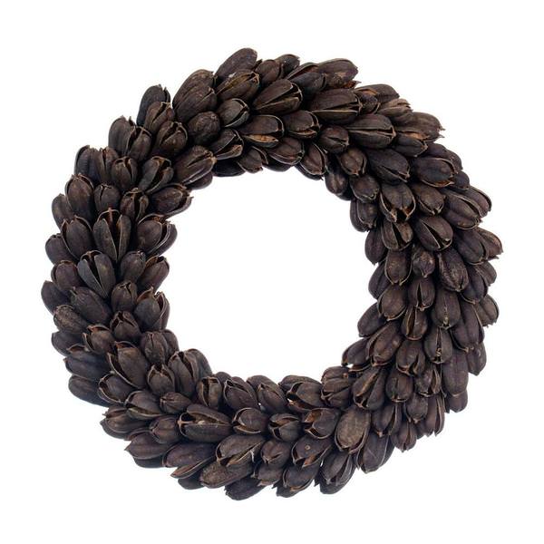 18" Gray / Brown Natural Hemp Shell Wreath