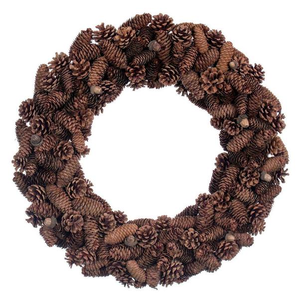 24" Natural Pinecone/Oak Cone Wreath
