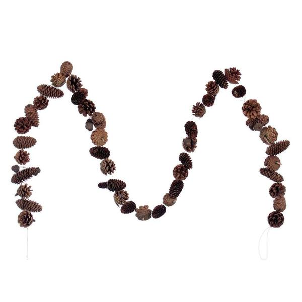 6' Green Mix Natural Pinecone Garland
