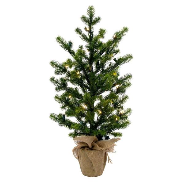 36" x 21" Cobby Spruce Tree Burlap 192 Tips Burlap Base 50 Warm White Lights