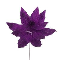 Vickerman 14" Artificial Plum Glitter Poinsettia (6 Pack)