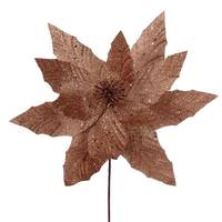 Vickerman 14" Artificial Rose Gold Glitter Poinsettia (6 Pack)