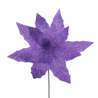 Vickerman 14" Artificial Purple Glitter Poinsettia (6 Pack)
