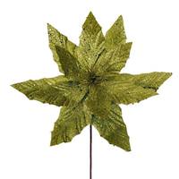 Vickerman 14" Artificial Lime Glitter Poinsettia (6 Pack)