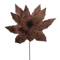 Vickerman 14" Artificial Mocha Glitter Poinsettia (6 Pack)