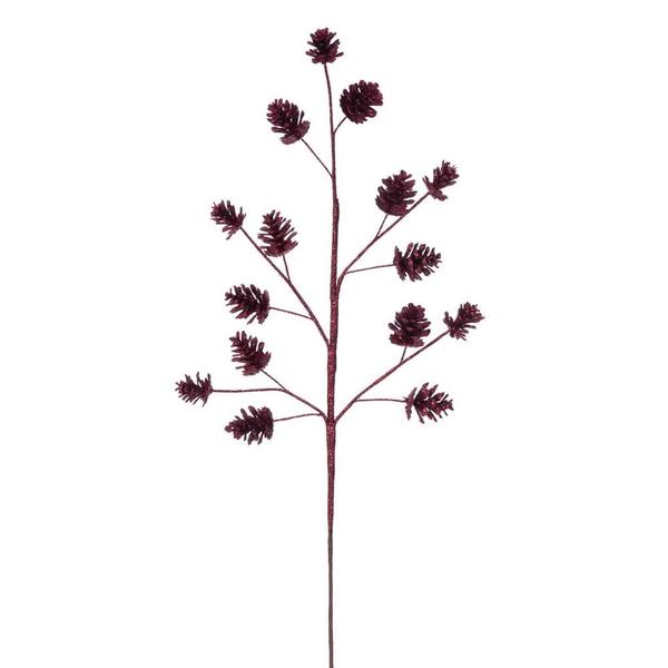 24" Burgundy Pinecone Glitter (6 Pack)