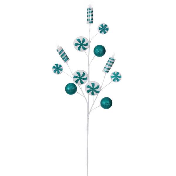 31" Teal / White Candy Cane Spray (4 Pack)
